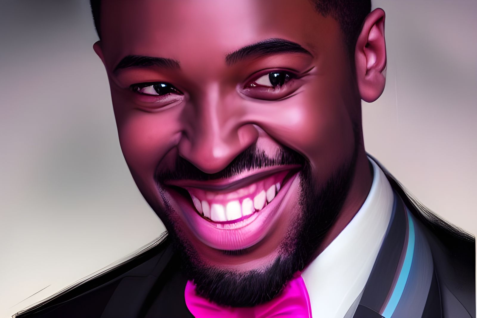 Happy Young Man Portrait with Pink Glow