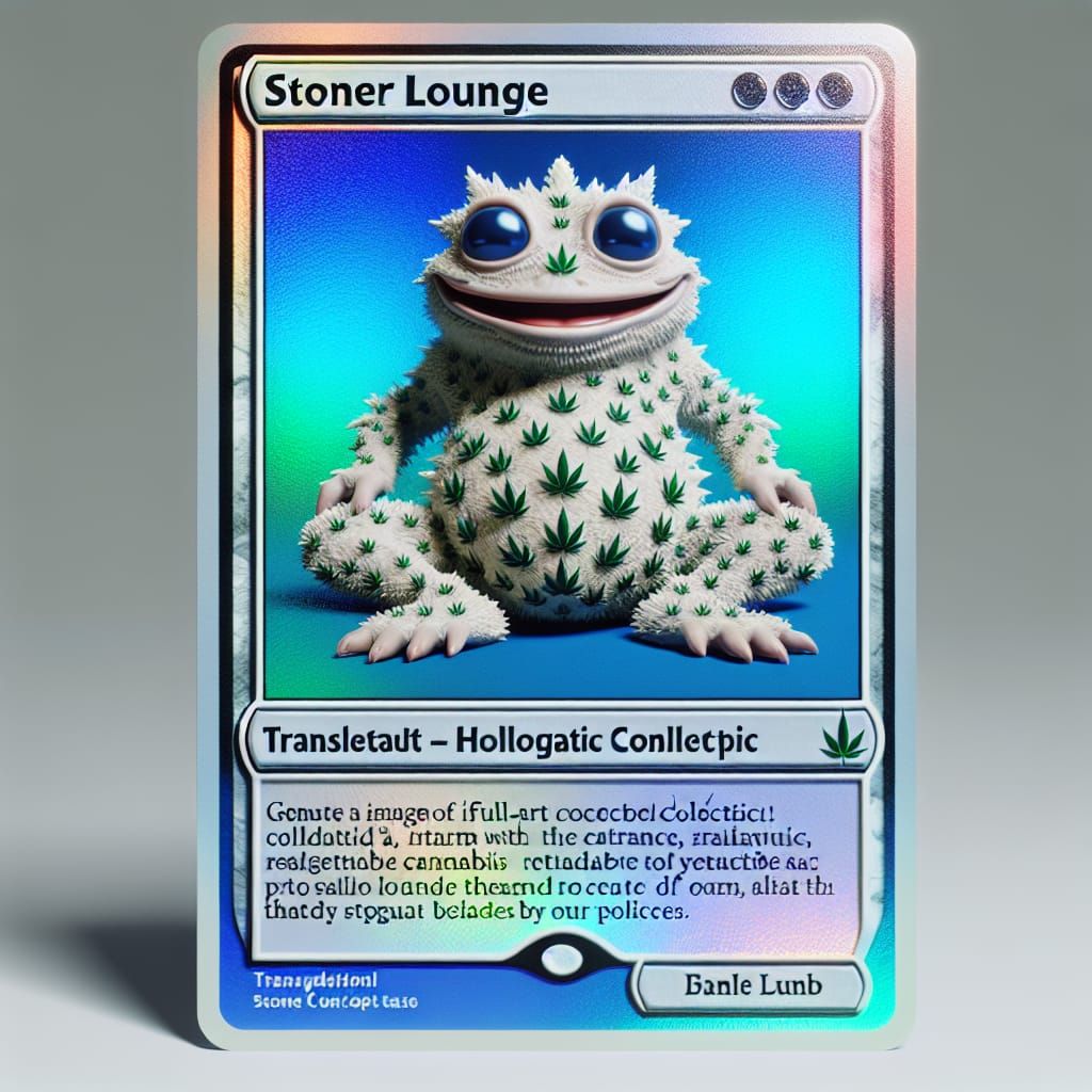 Holographic Card: Jovial Cannabis Creature in 3D Style