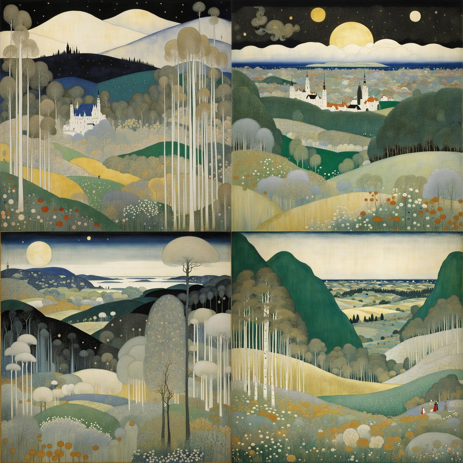 Lush Landscape in Art Nouveau Style