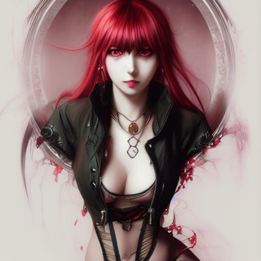 Gothic Blonde with Apple: Hyperdetailed Digital Portrait