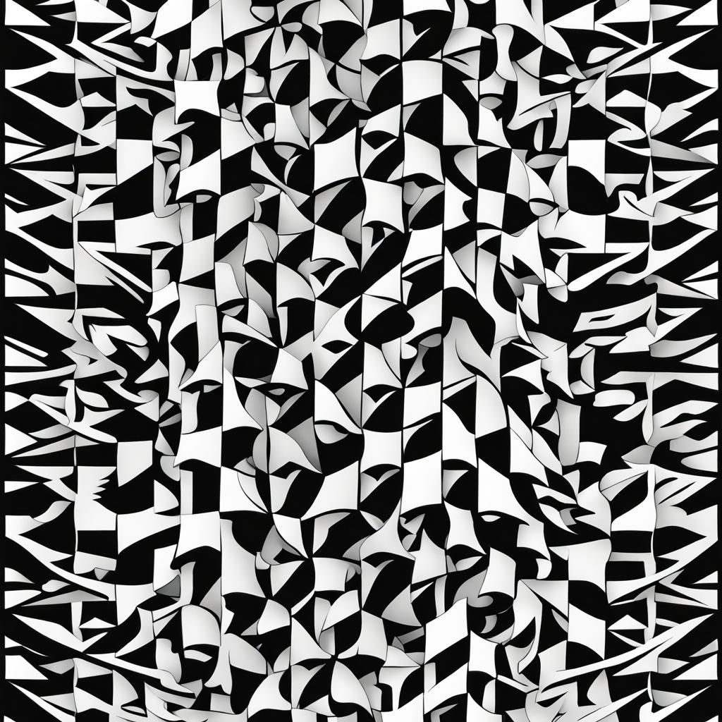 Escher-Inspired Black and White Geometrical Logo