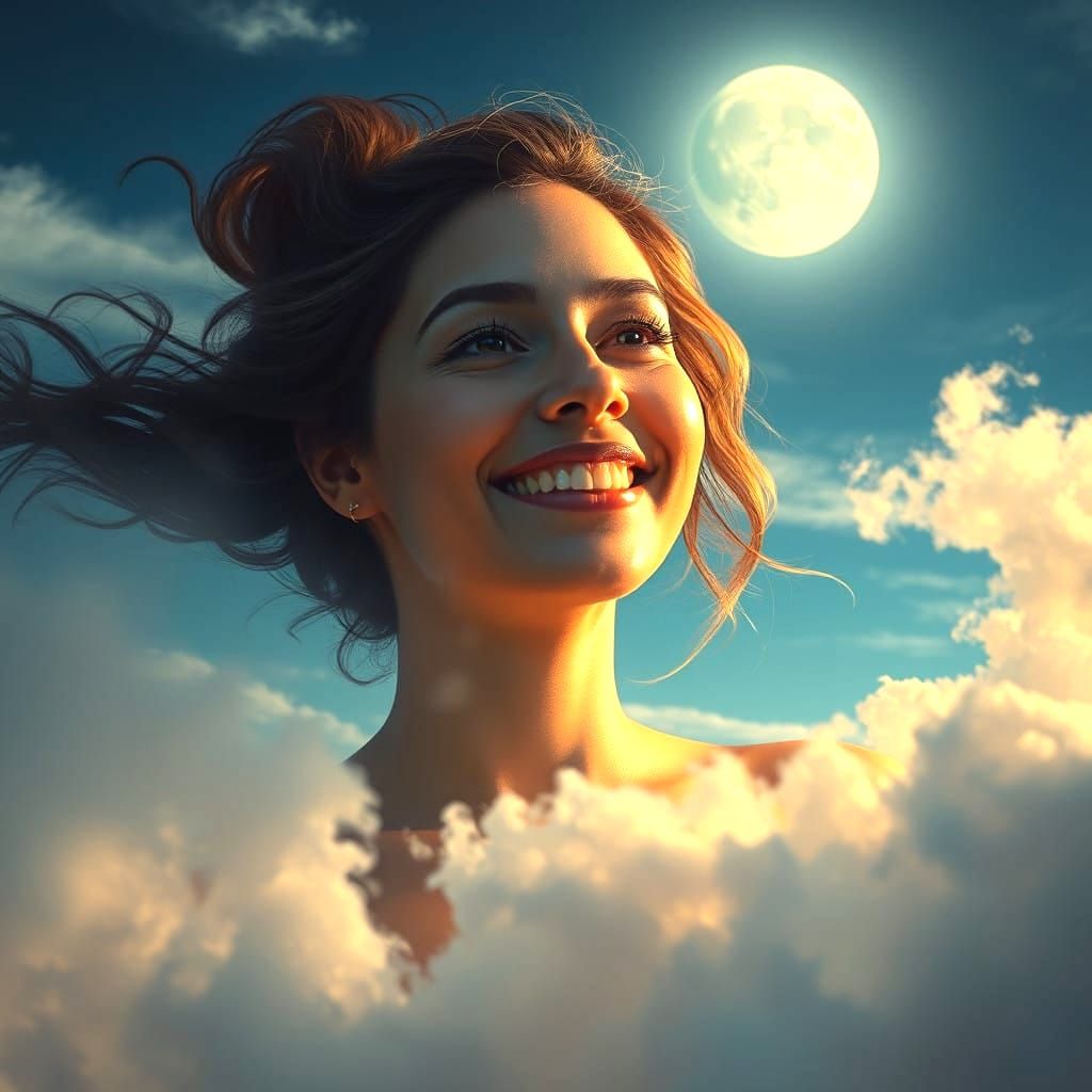 Surreal Moonlit Fantasy Landscape in Vibrant Color