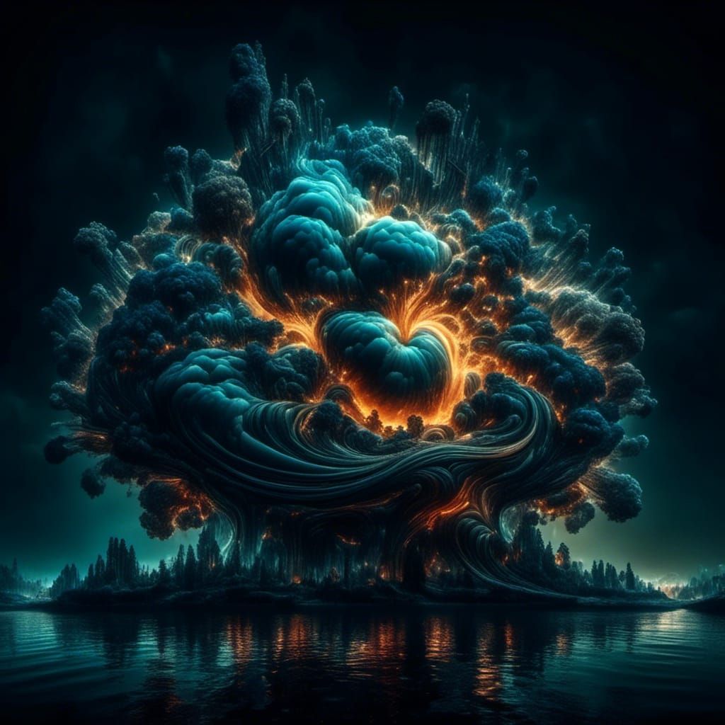 Hallucinatory Surreal Landscape with Dreamlike Qualities