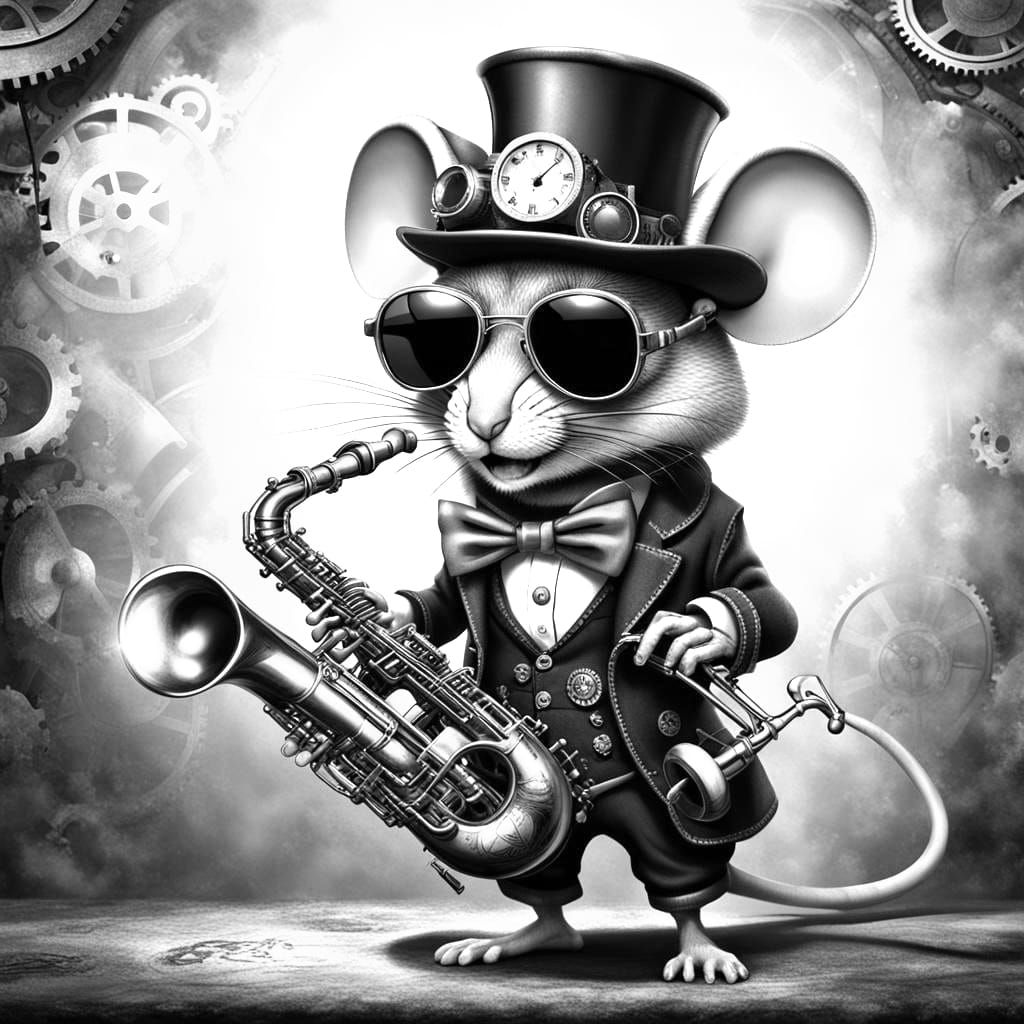 Steampunk Mouse Saxophonist