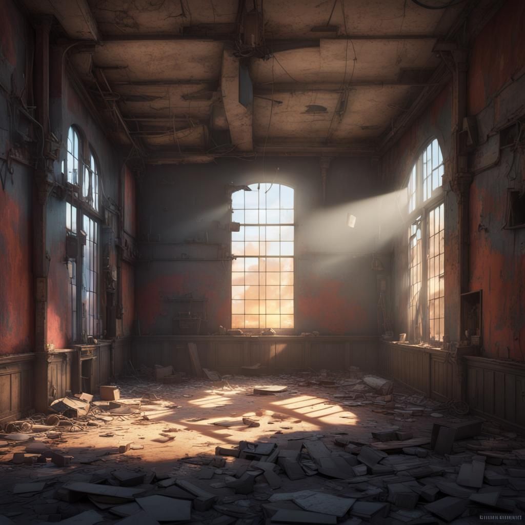 Eerie Abandoned Building in Pixar-style 3D Art