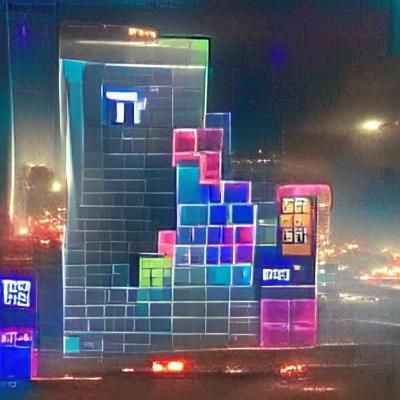 AI Generated Tetris Blocks in Geometric Style