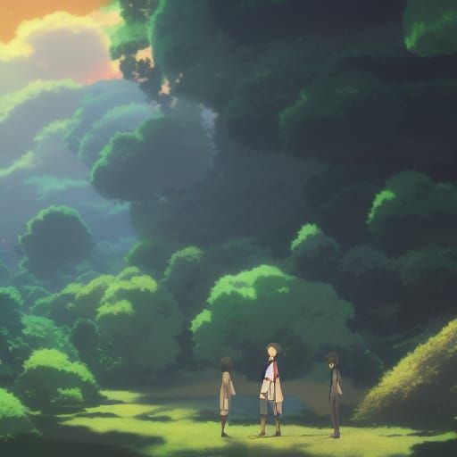 Anime Fight Scene in Studio Ghibli Style