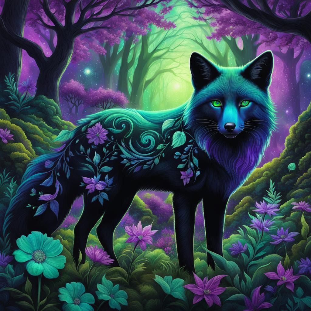 Mystical black fox