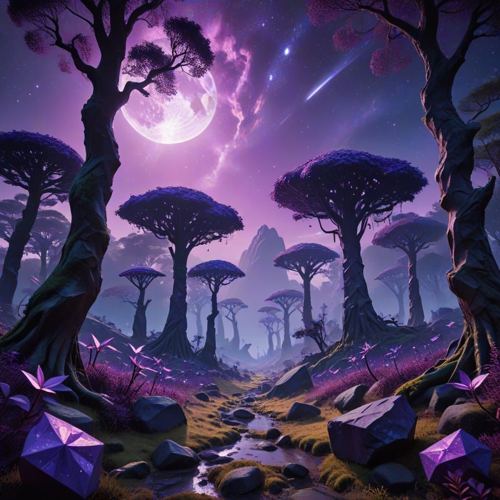 Surreal Dreamscapes under Violet Skies