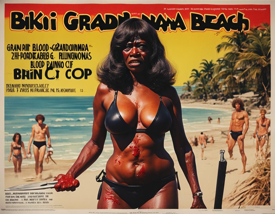 1970s Movie Poster: Bikini Grandma Beach Justice III