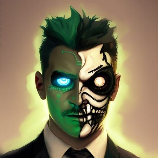 Two-Face Portrait in Hyperdetailed Digital Art