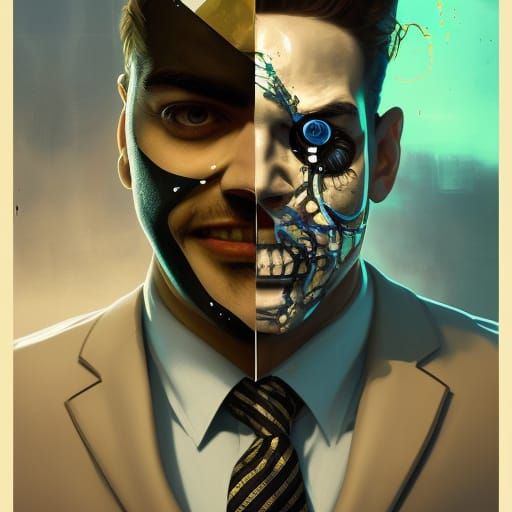 Two-Face Portrait in Hyperdetailed Concept Art Style