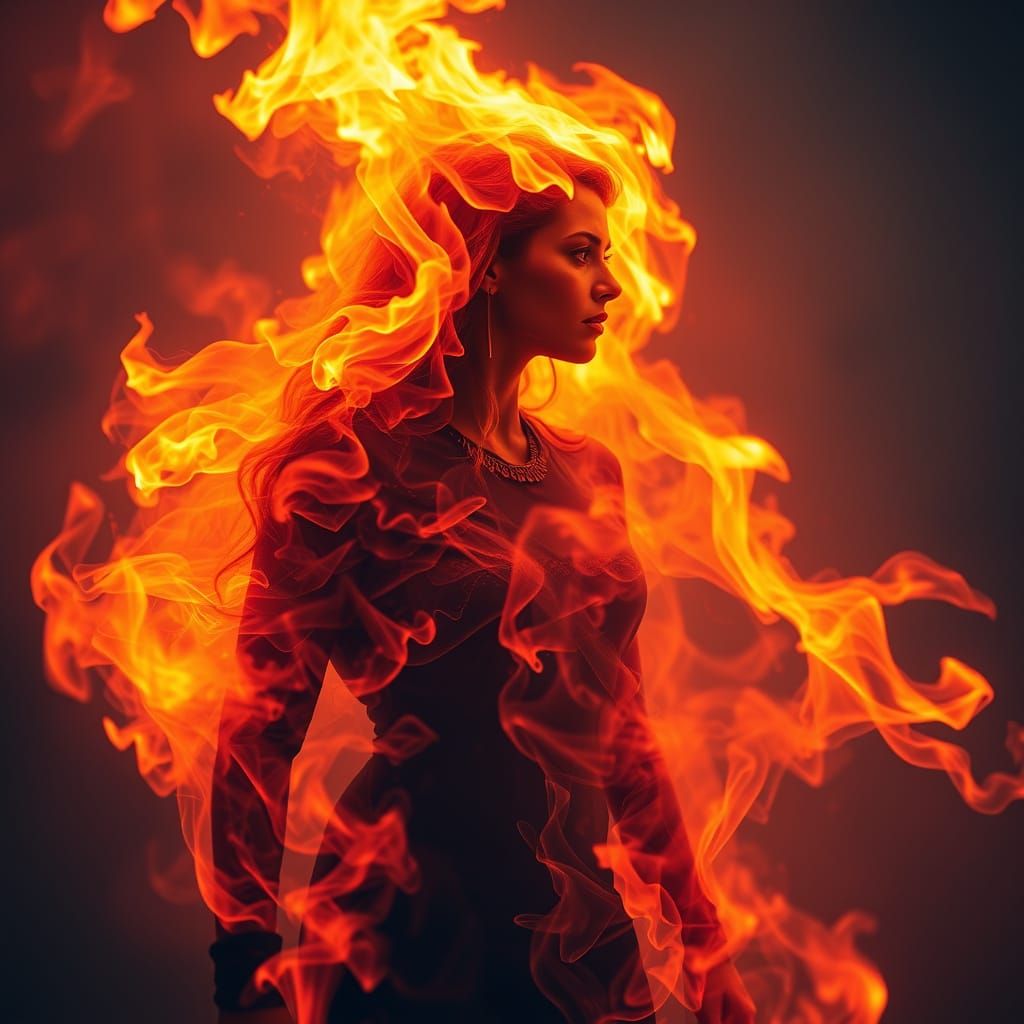 Abstract Bodyscape Portrait in Fire