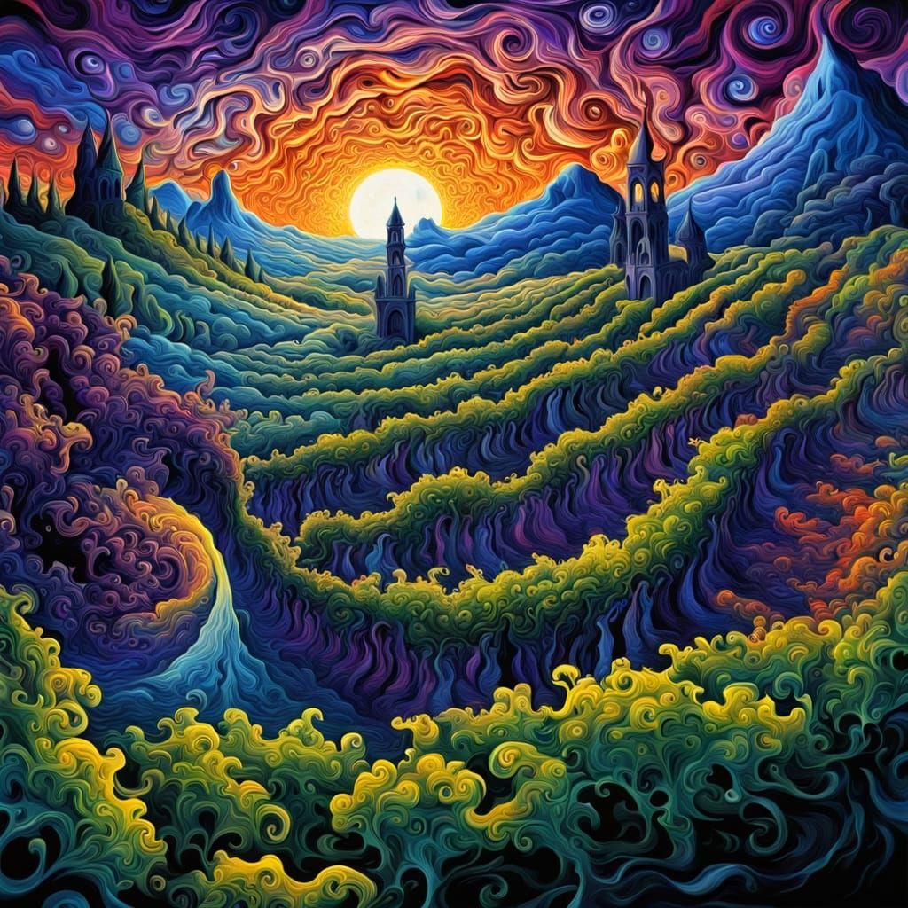 Surreal Fractal Landscape with Enigmatic Vibration