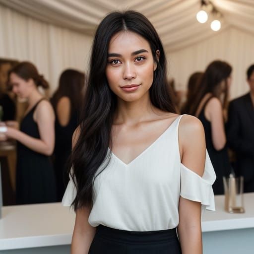 Elegant Young Woman in Dark Background