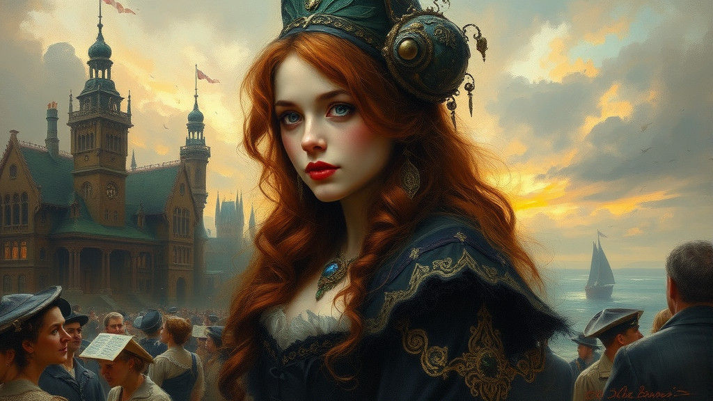 Lovecraftian Victorian Woman: Oil Painting