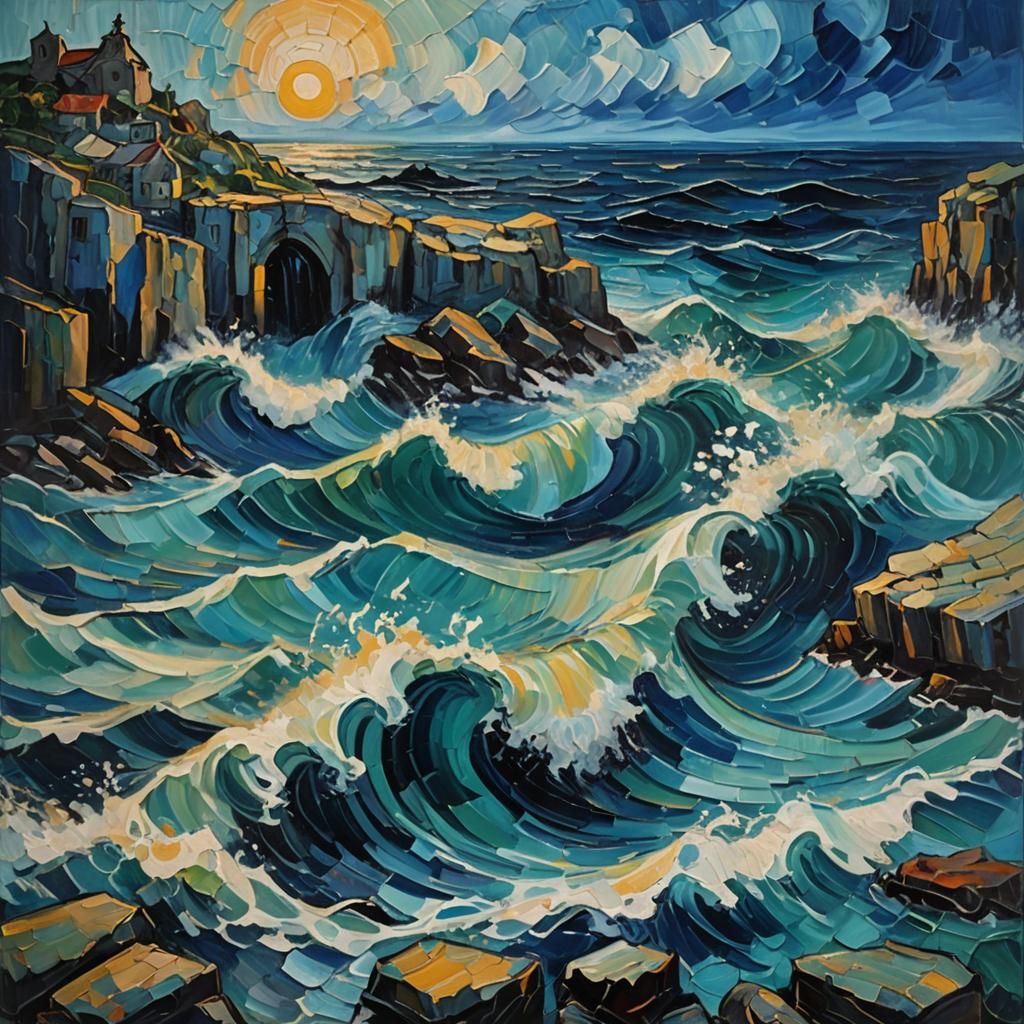 Claustrophobic Ocean: A Neo-Expressionist Oil Painting