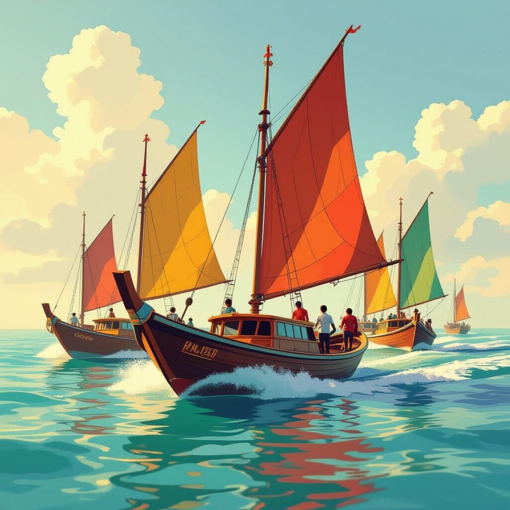 Indonesian Boat Race in Futuristic Style