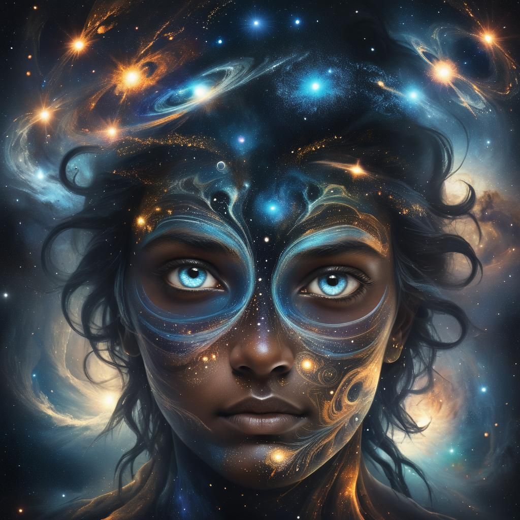 Surreal Cosmic Portrait in Digital Painting