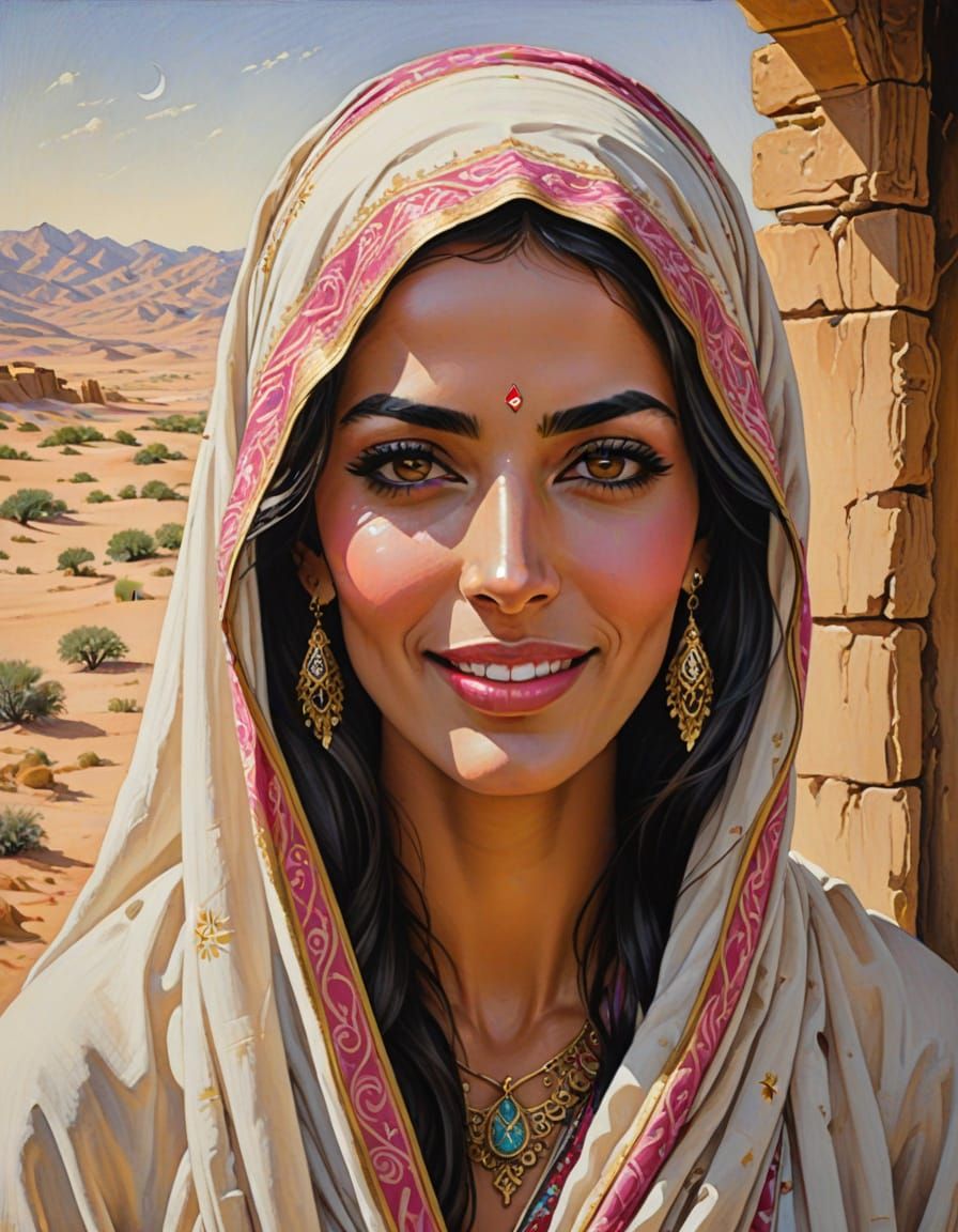 Arabian Beauty in Desert Landscape