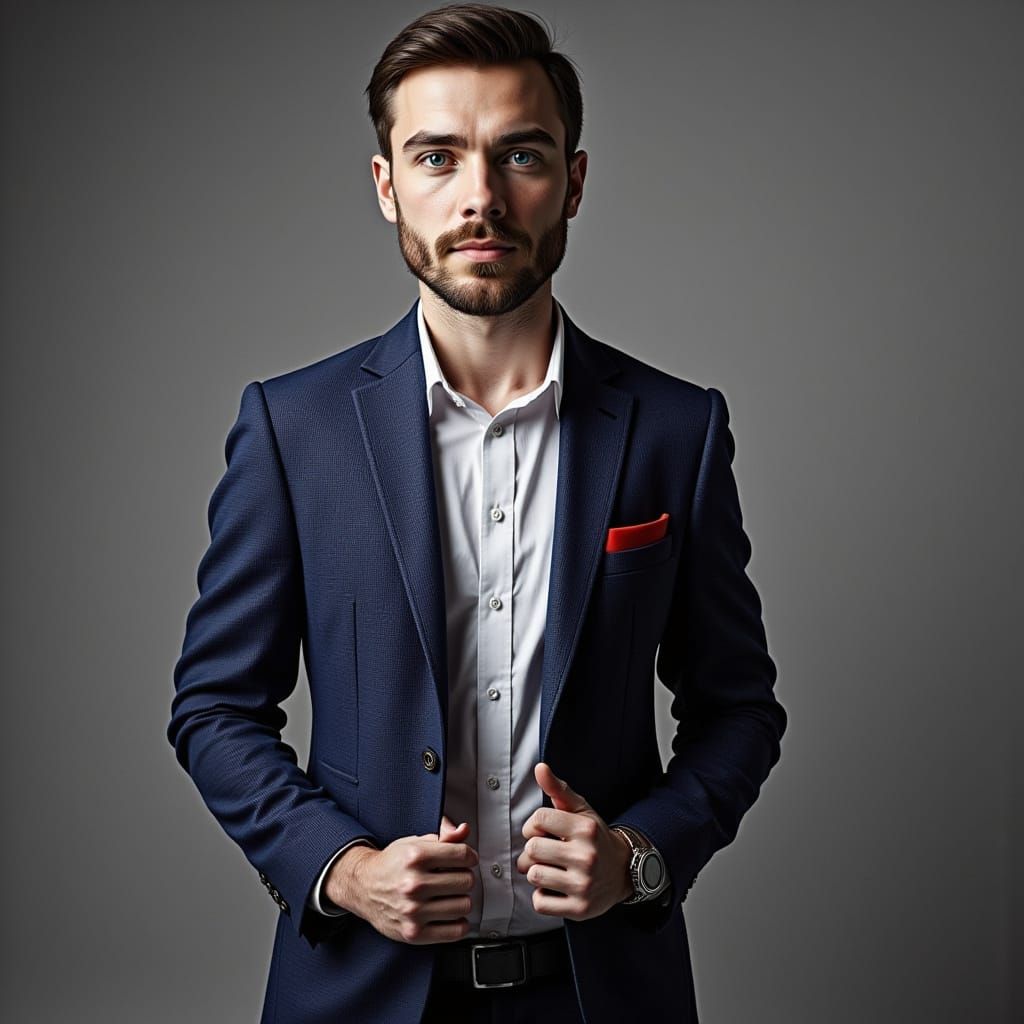 Realistic Studio Portrait of a Young Photographer