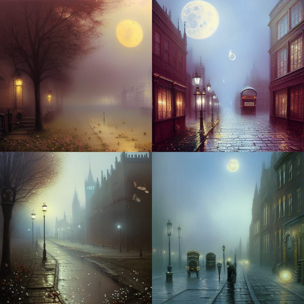 Misty London Street with Steampunk Engine