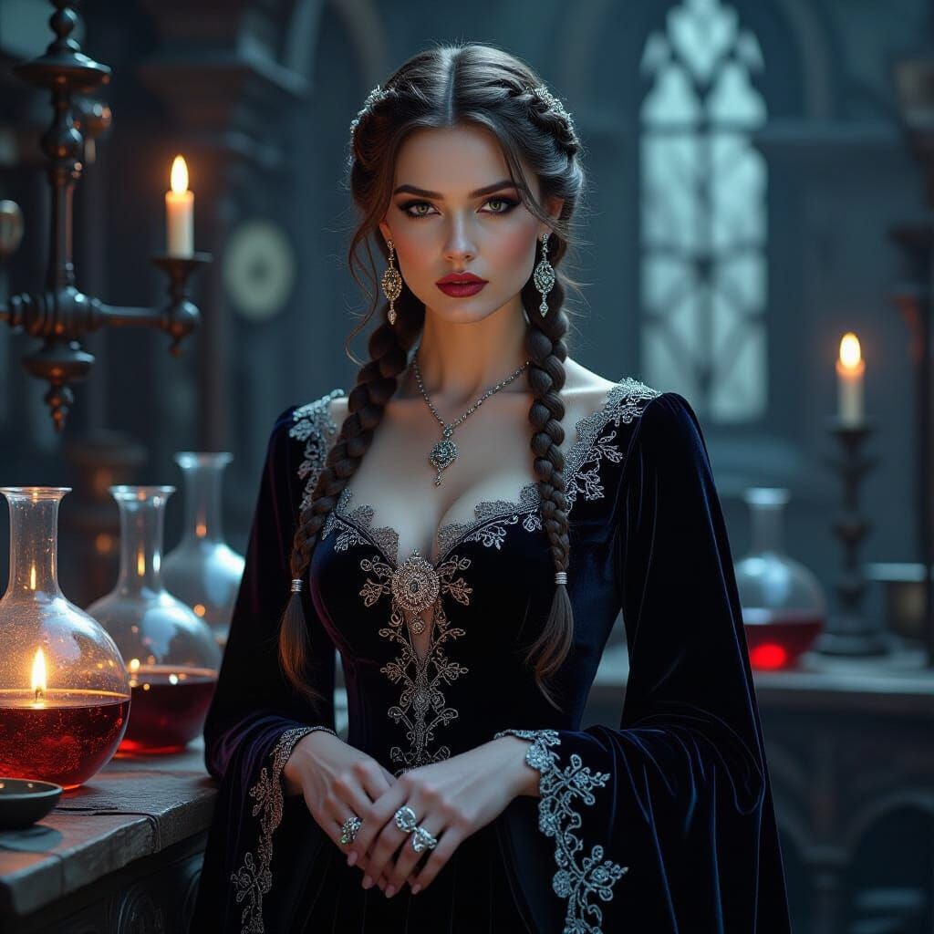 Gothic Alchemist's Laboratory in Dark Fantasy Style