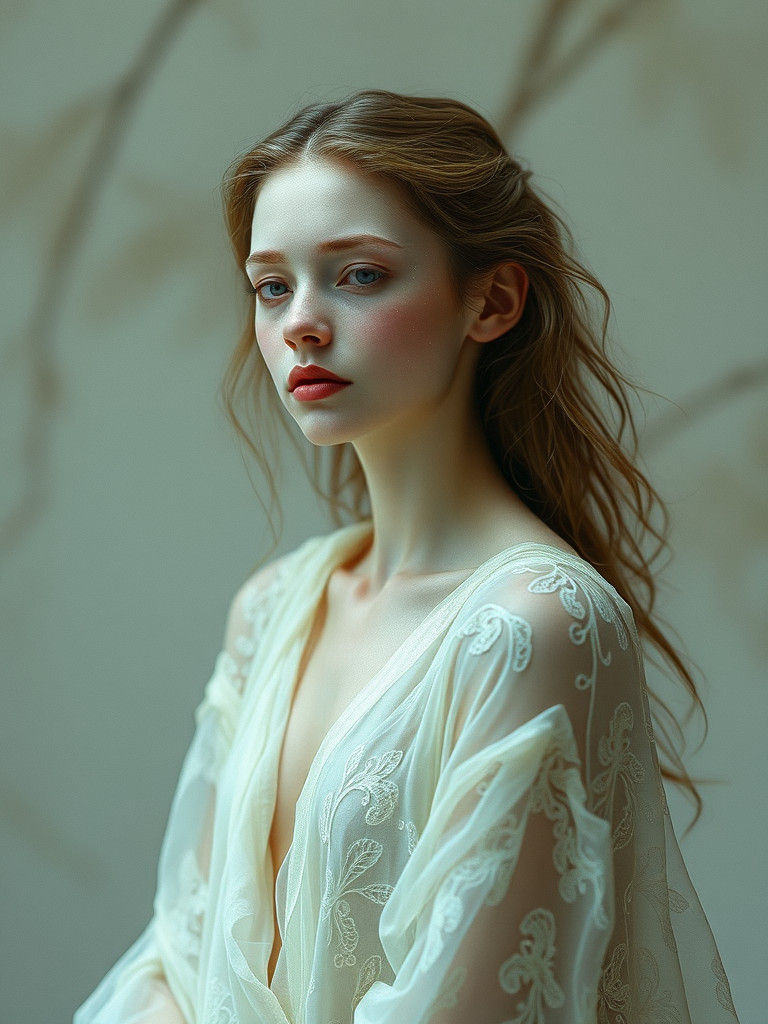 Ethereal Androgynous Being in Beksiński Style