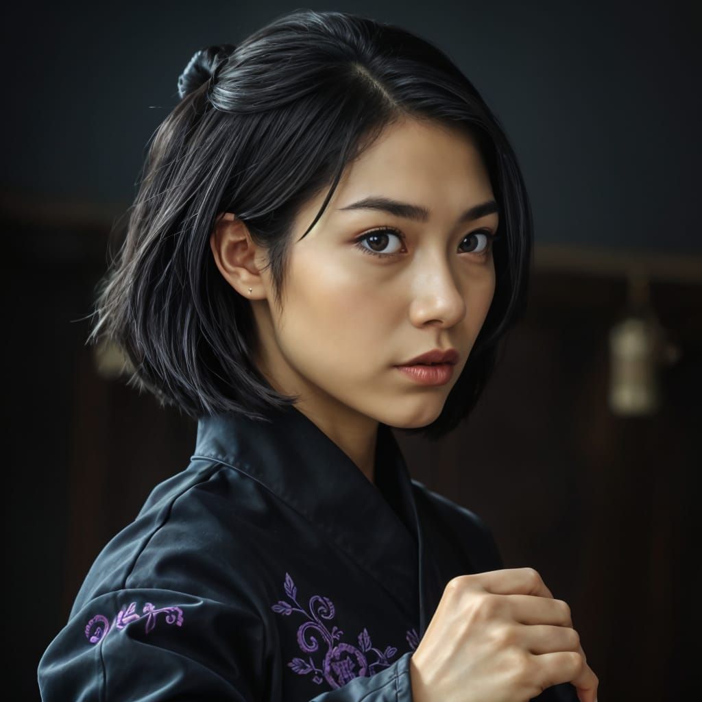 Stern Asian Martial Artist Portrait in Fantasy Style