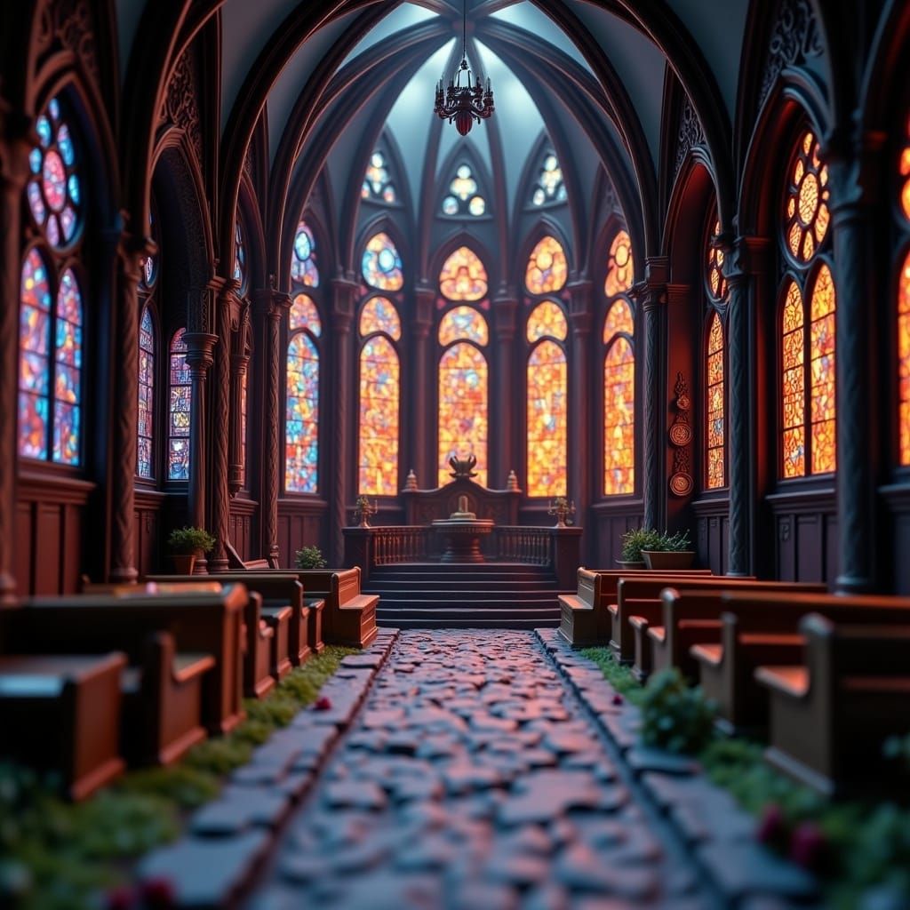 Cathedral Church Diorama in Fantasy Concept Art Style