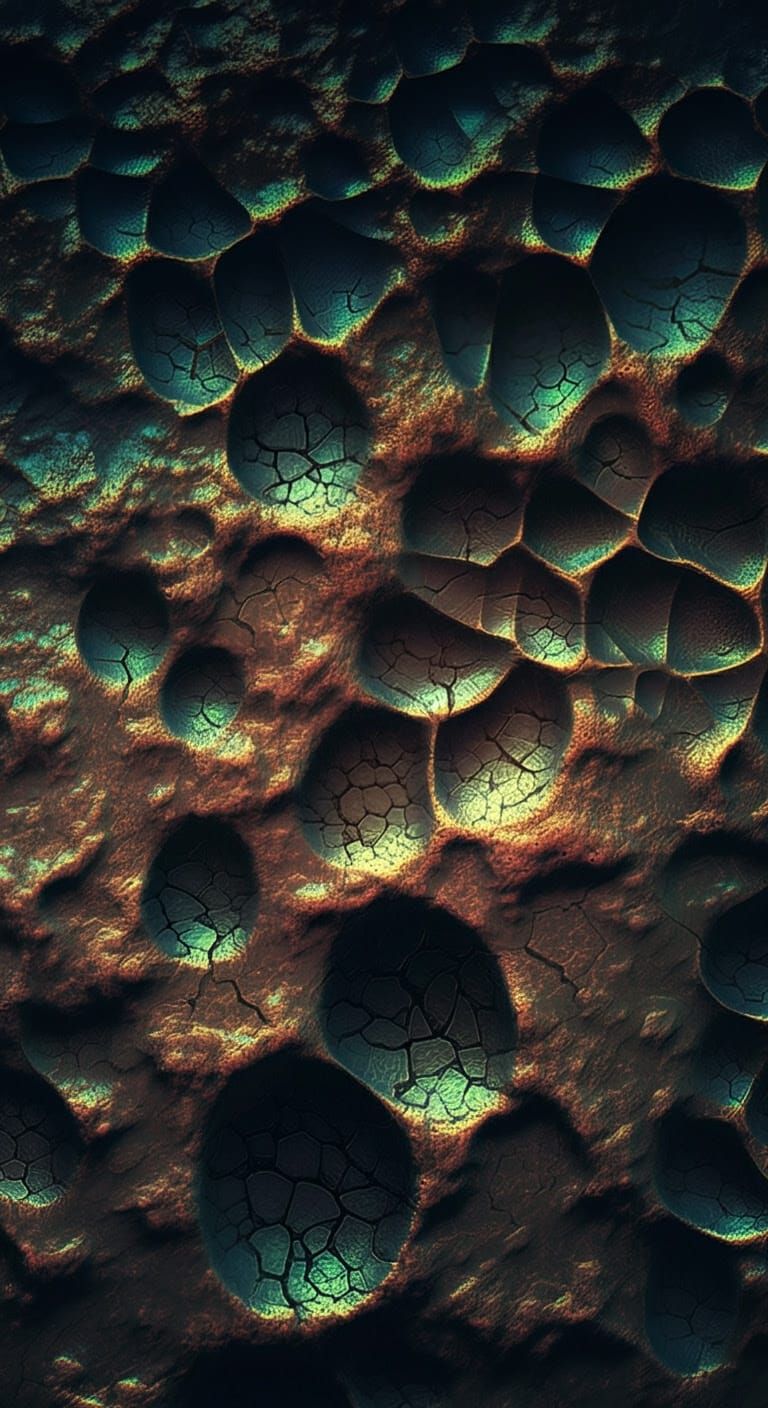 Crazed Bioiridescent Nucleated Microvoids Lavaconic Crackle Crazing in the Fabric of Time