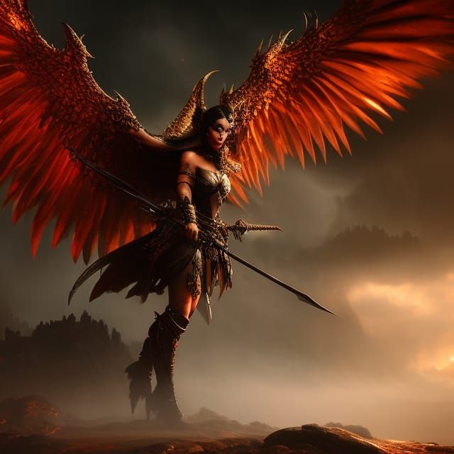 Dramatic Fallen Angel in Gouache and Watercolor