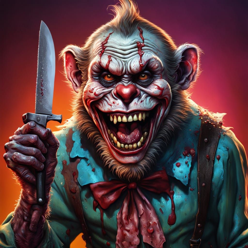 Hyperrealistic Zombie Monster Clown in Splendid Color