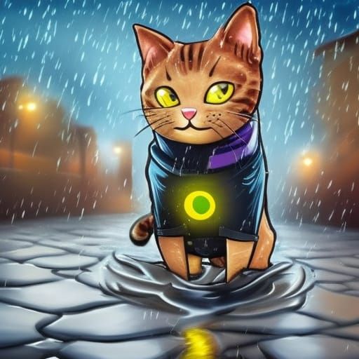 Fantasy Splash Art: Cat Dreaming of Boots