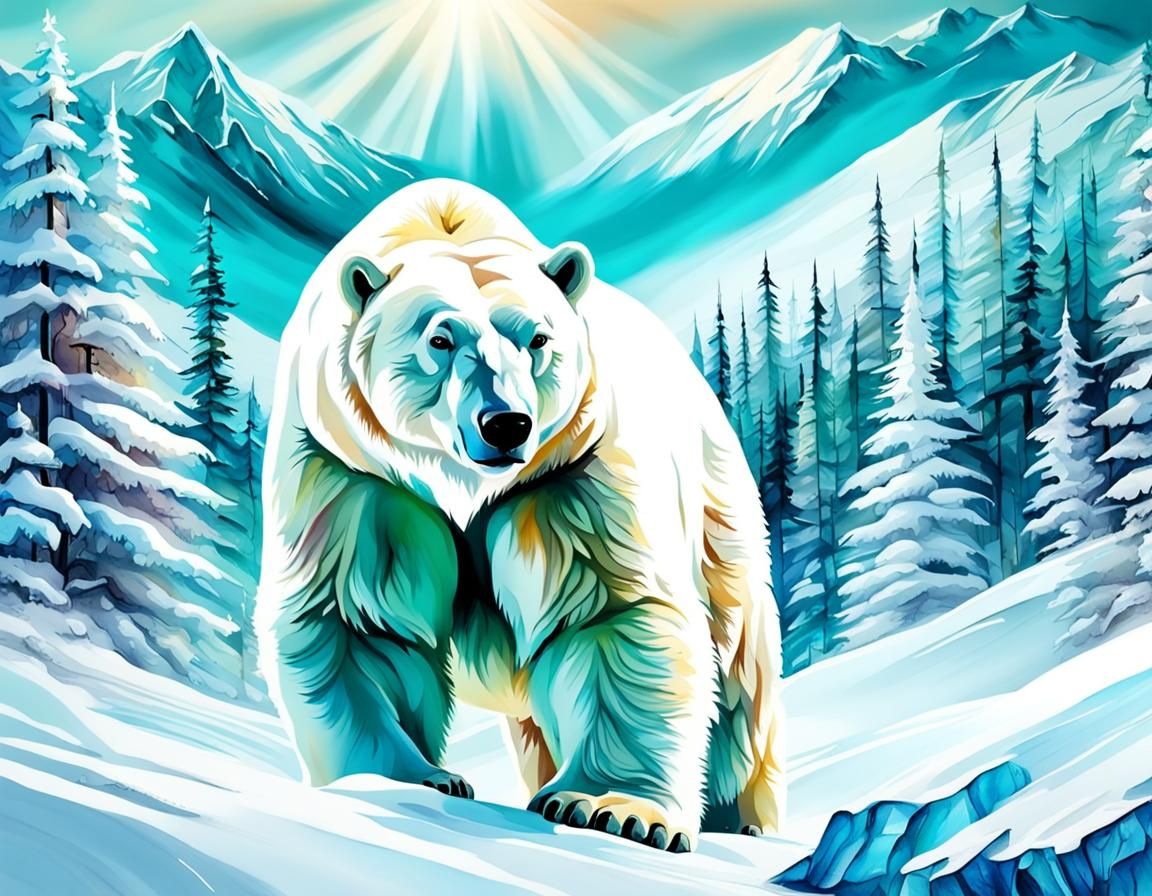 Stunning Polar Bear in Winter Landscape