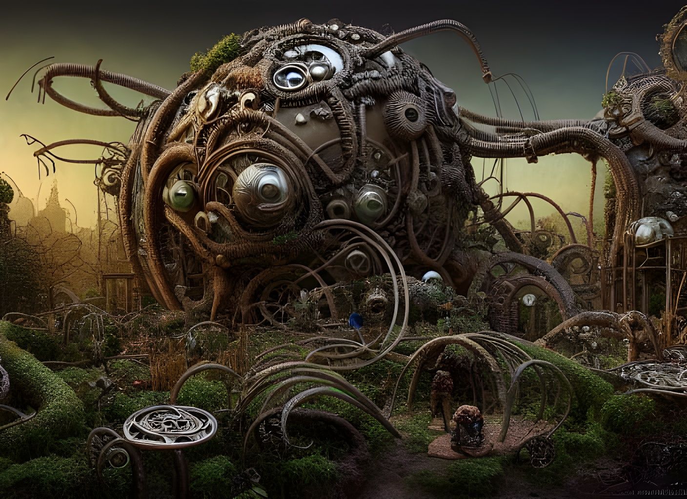 Post-Apocalyptic Biohazard Garden in Digital Art Style