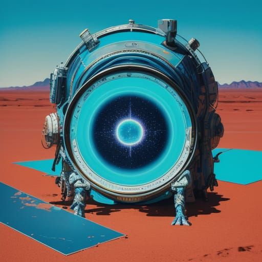 Astronaut in Surreal Desert Landscape as Oil Painting