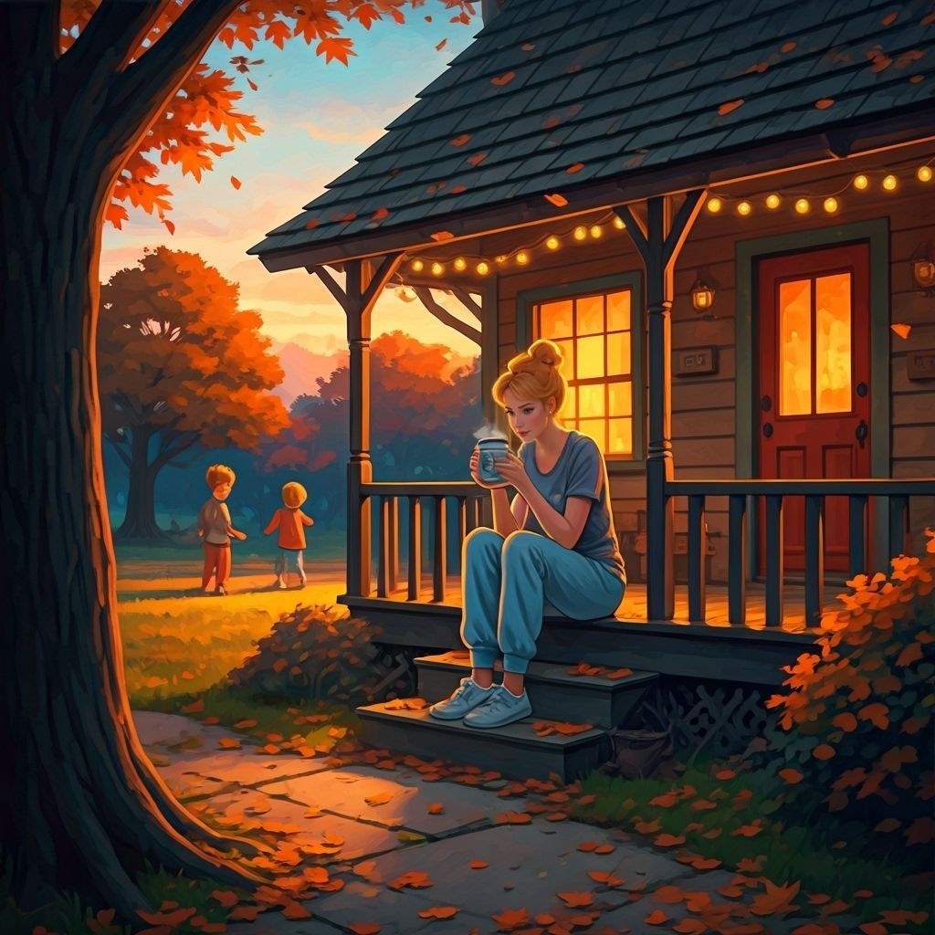 Cinderella as Tired Mom: Gouache Style Autumn Scene