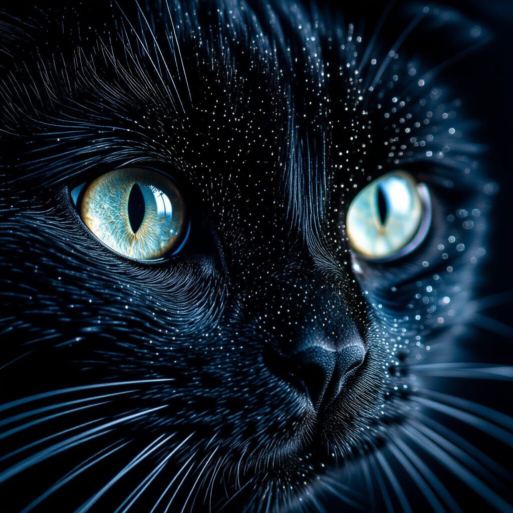 Starry Cat Eyes Shimmering with Celestial Wonder