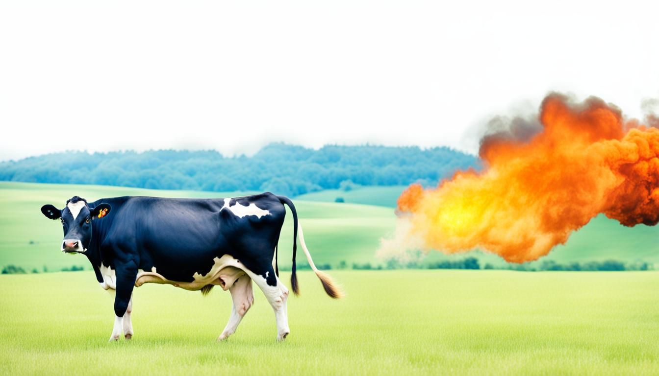 Cow Launches with Rocket Fart in Green Field