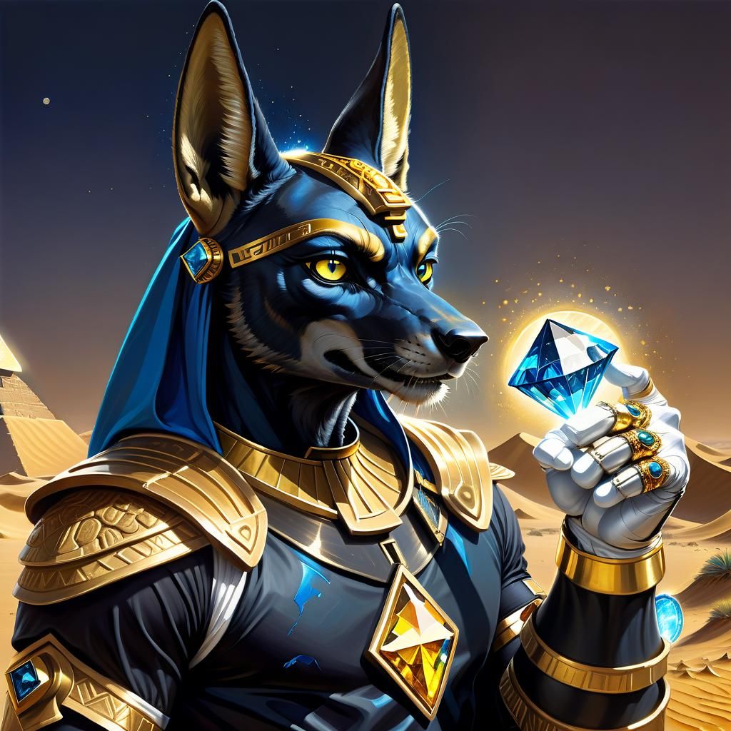 Anubis Jackal Pharaoh as Power Ranger, Oil Painting