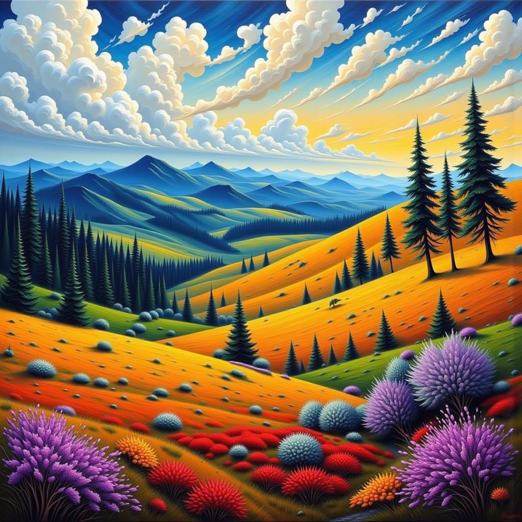 Impasto Landscape Painting with Textured Brushstrokes