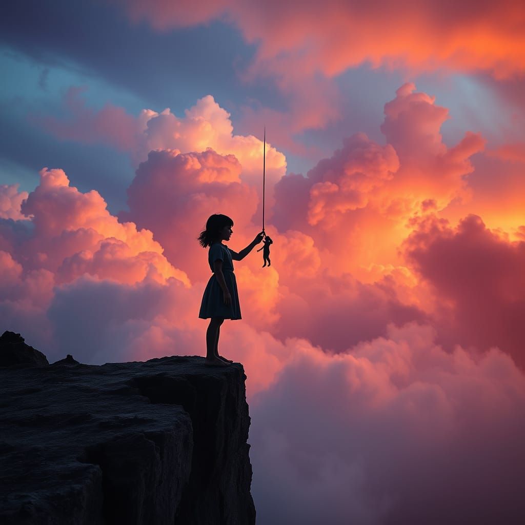 Hyperrealistic Cinematic Scene with Young Girl and Swirling ...