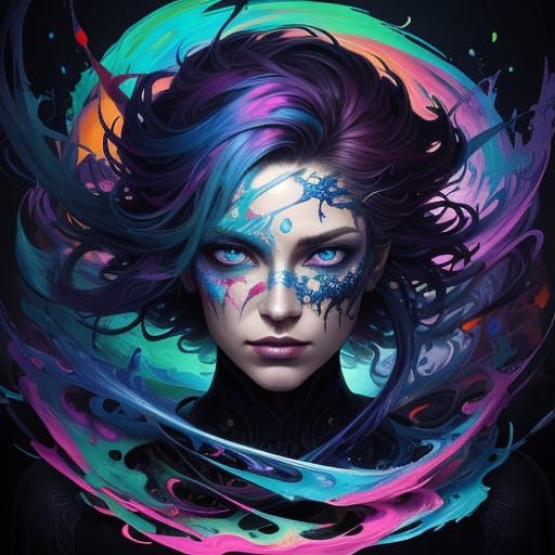 Vivid Abstract Eye in Psychedelic Swirling Colors