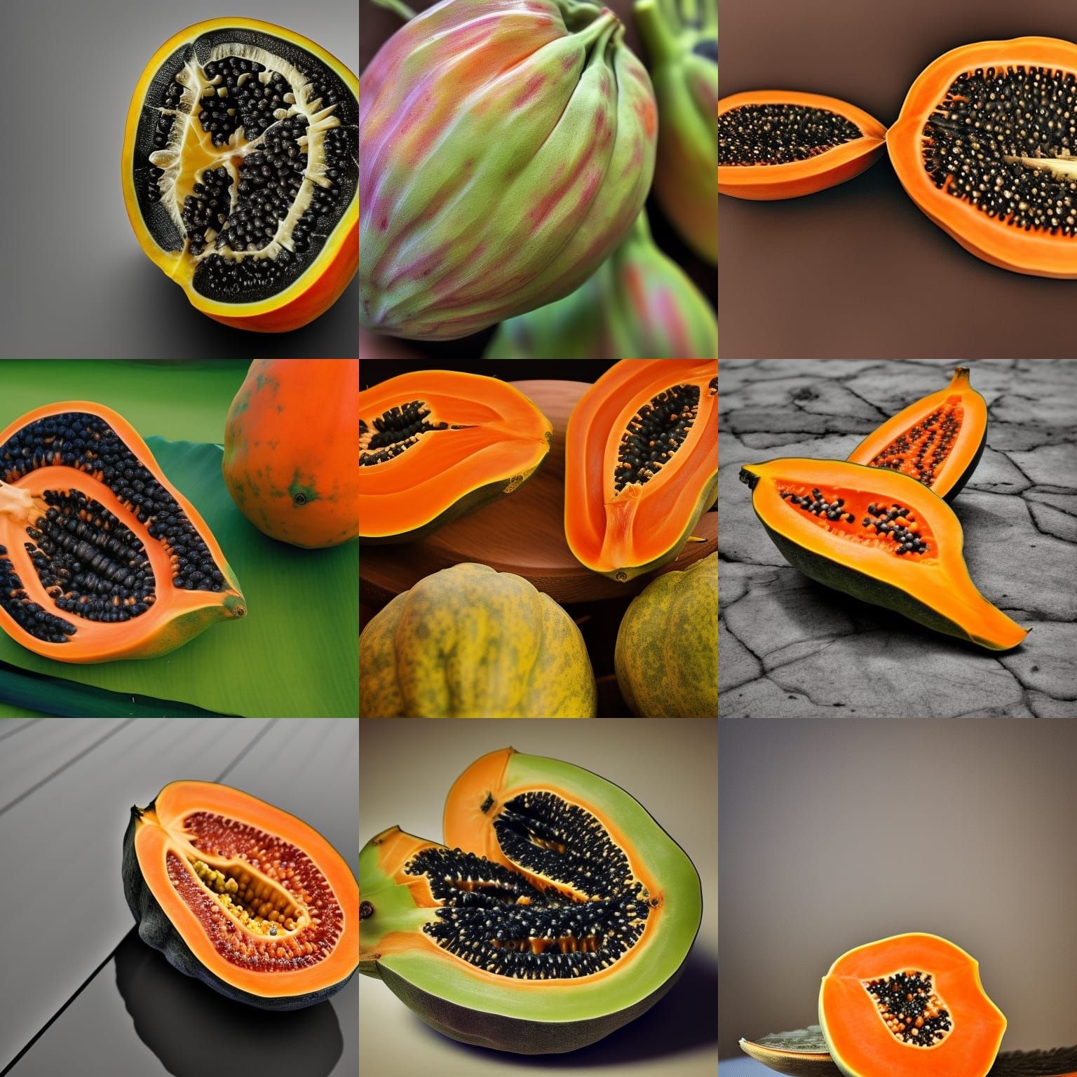 Hyperrealistic Papaya with Intricate Details