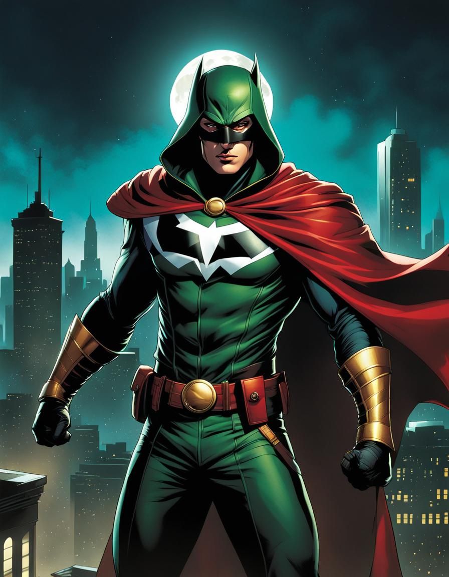 Vigilante Triumphs Under City Moonlight in Bold Comic Book A...