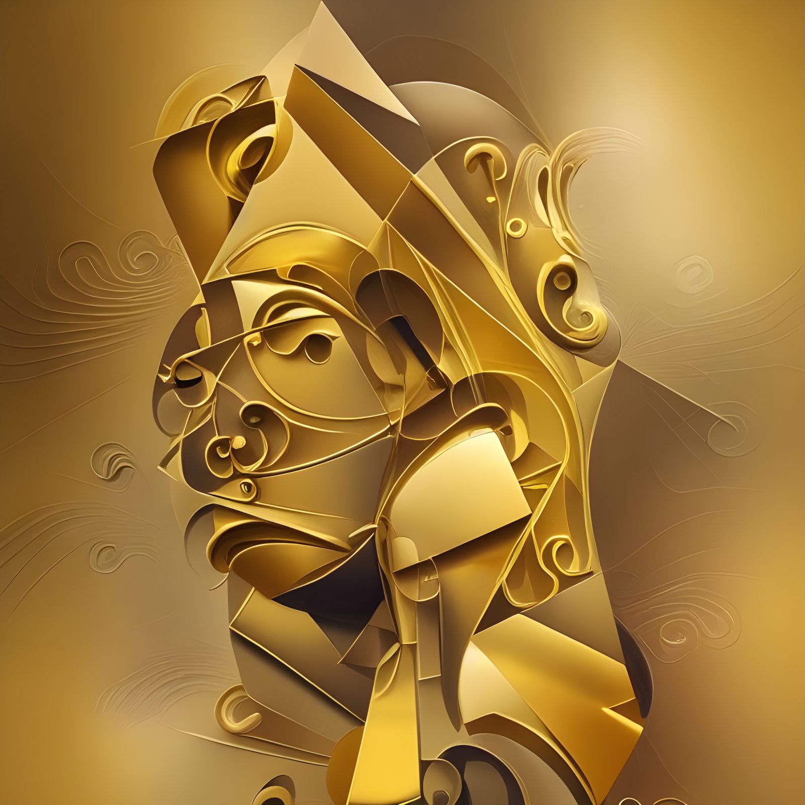 Golden Abstract Cycles in Art Nouveau Style