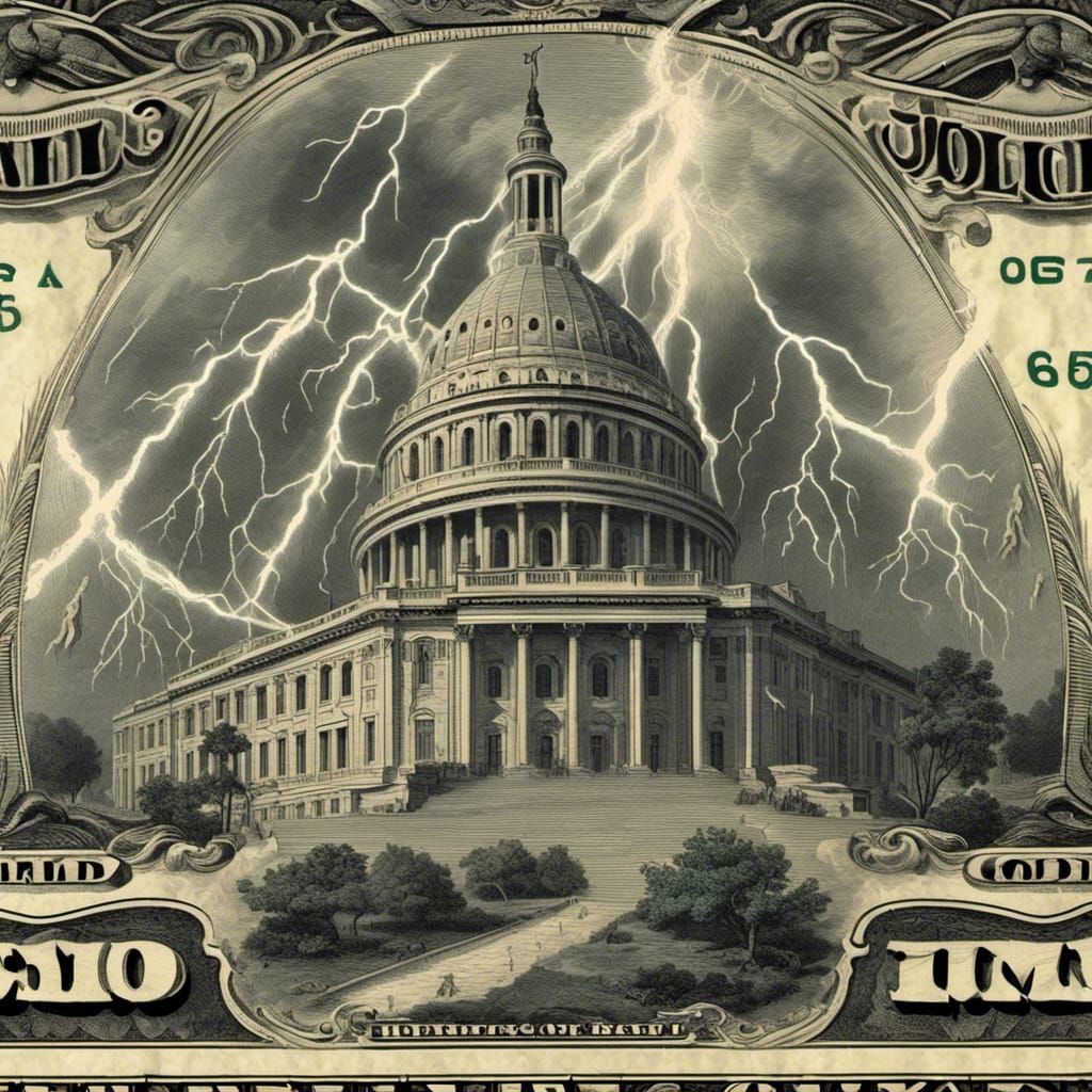 Hyperrealistic Lightning Strikes a Fifty Dollar Bill