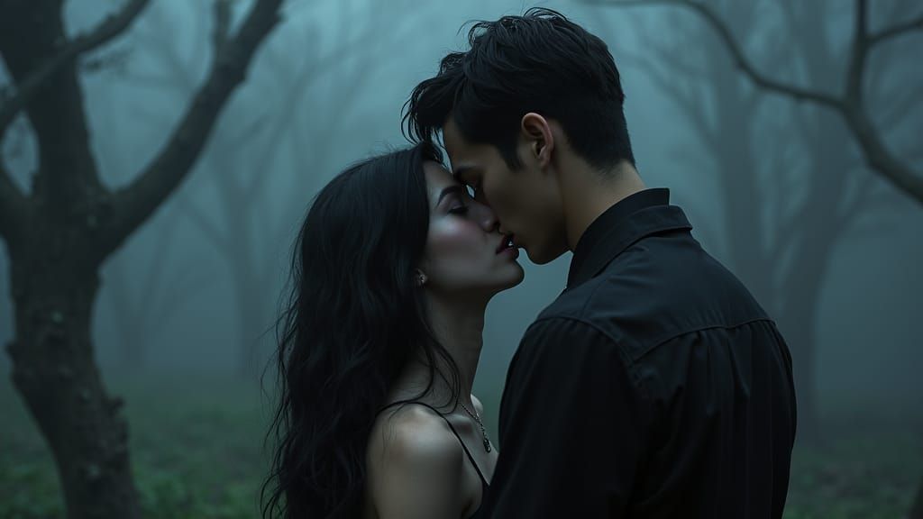 Goth Woman's Mystical Embrace: Fantasy Concept Art