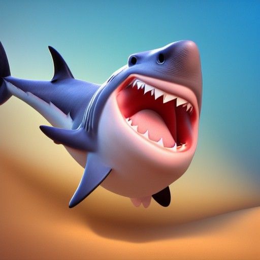 Cute Shark in Pixar Style 3D Rendering